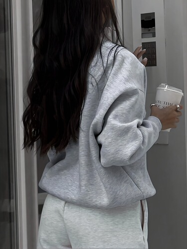 Women's Casual Light Purple Half Zip Sweatshirt Long