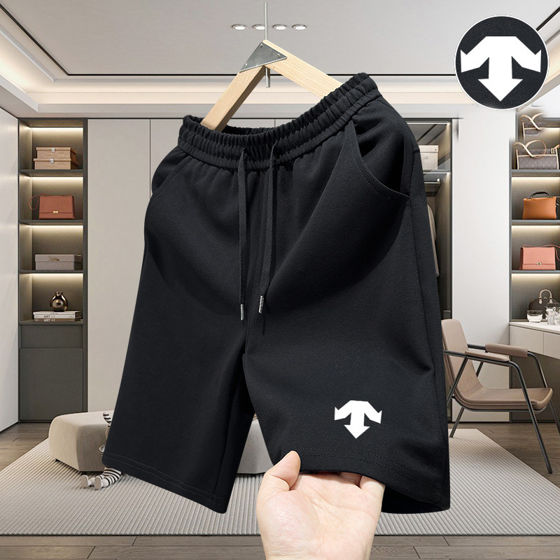 New Summer 260g Cotton Men's Shorts, Printed Men's Five-Point Pants, American-Style Active Shorts, Loose Beach Shorts