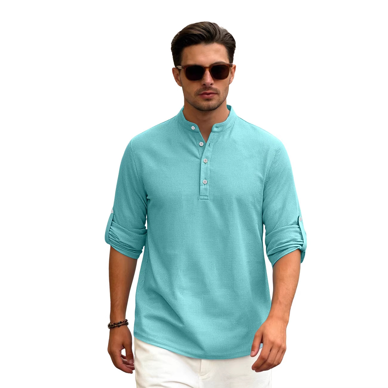 Europa y Estados Unidos transfronterizos TK estación independiente hombre polo de manga larga botón transpirable de verano casualidad camiseta de polo a cuadrillas