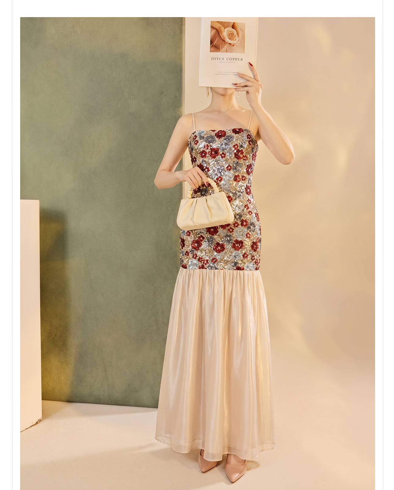 Bộ váy đầm dây thêu ren kết hợp áo khoác cardigan phong cách Trung Hoa mùa hè — Trang chủ, bộ đồ, đầm dây chi tiết 8