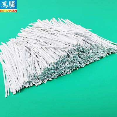 橢圓環保5cm長白色鐵絲紮線 裏面鐵芯直徑0.45mm外面pe鐵線紮帶