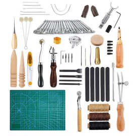 50件套手工皮具手缝套装皮革工具套装 DIY皮革手工套装13款