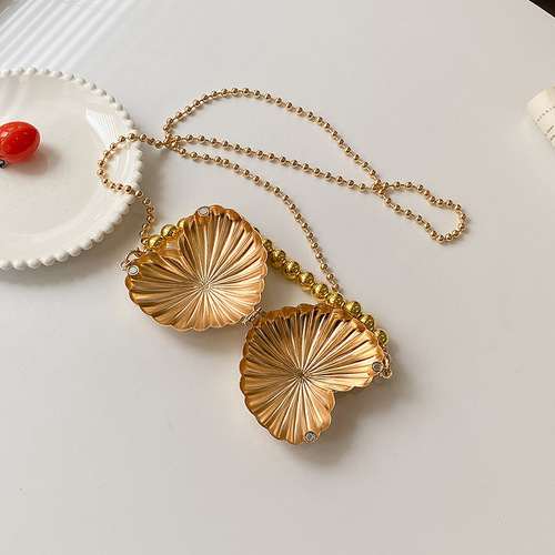  Summer New Hand-held Mini Metal Box Bag Trendy Evening Bag Heart Chain Single Shoulder Crossbody Bag for Women