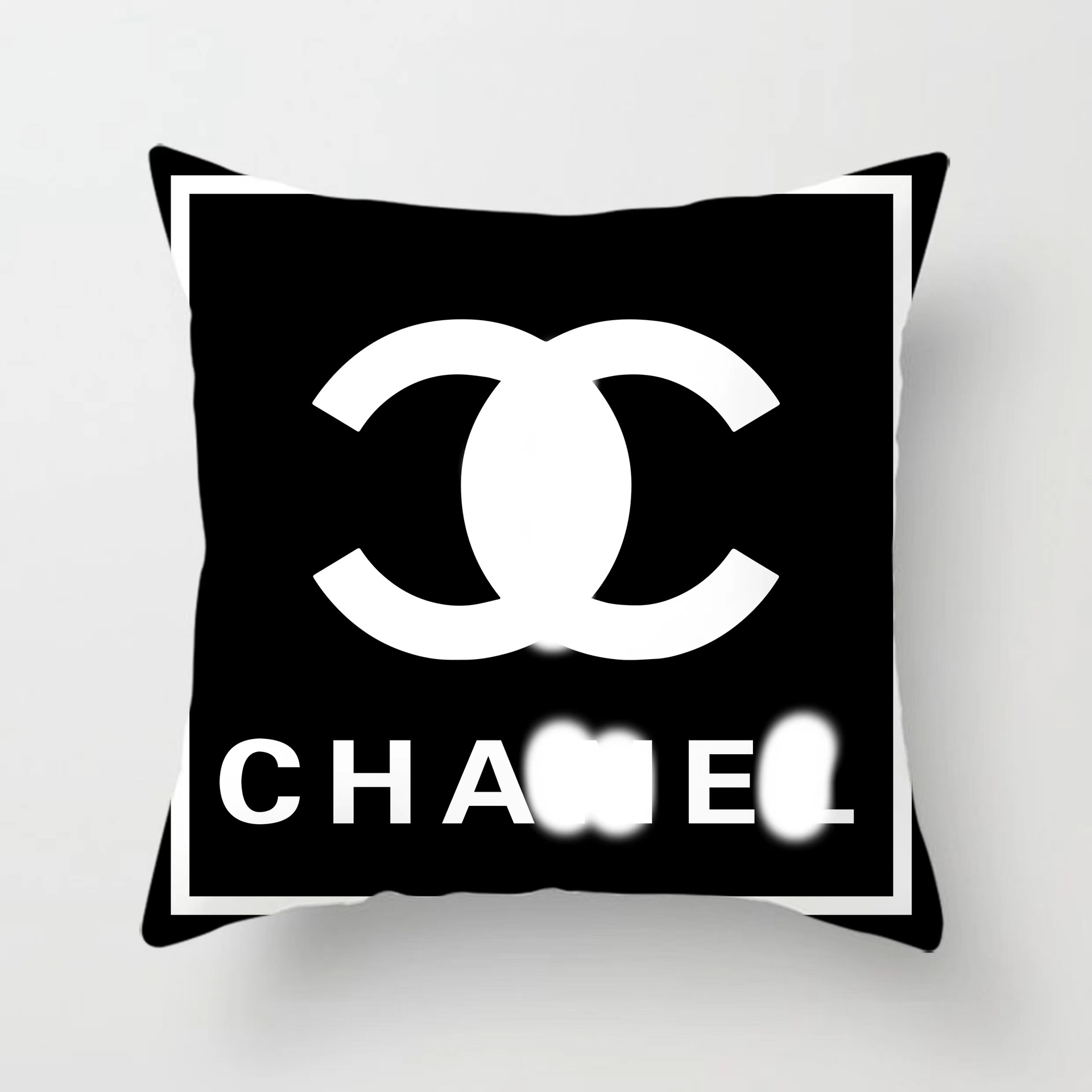 Cross-border AliExpress logo de marca europea y americana logo estilo de lujo ligero estilo cuadrado moda sala de estar sofá funda de almohada de felpa corta