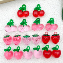 亚克力仿真树脂甜美水果樱桃草莓饰品配件DIY耳饰手链项链小挂件