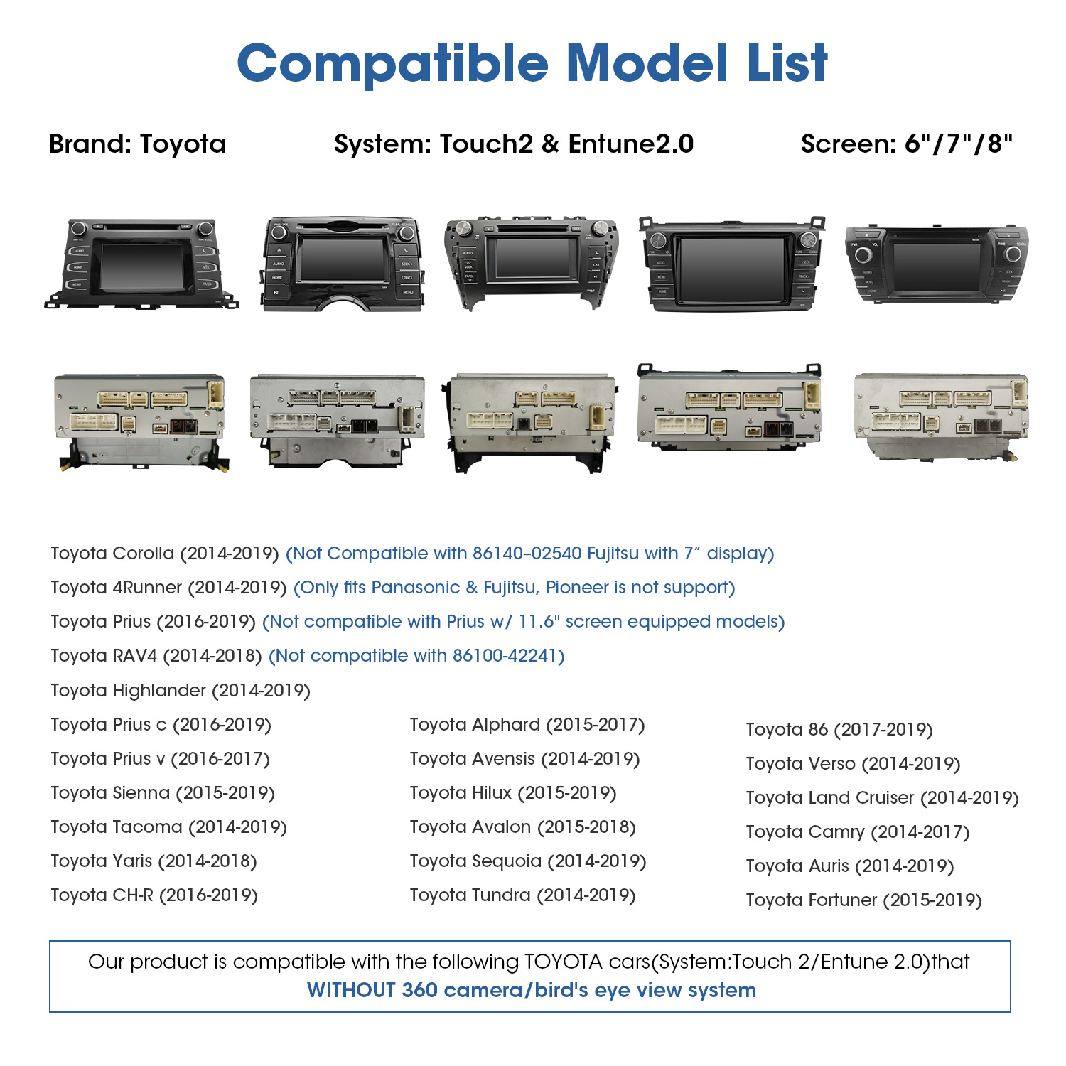 Suitable for the Modification of the Original Car Screen of Toyota Series Vehicles to Include Wireless Carplay, Android Auto, and Hicar