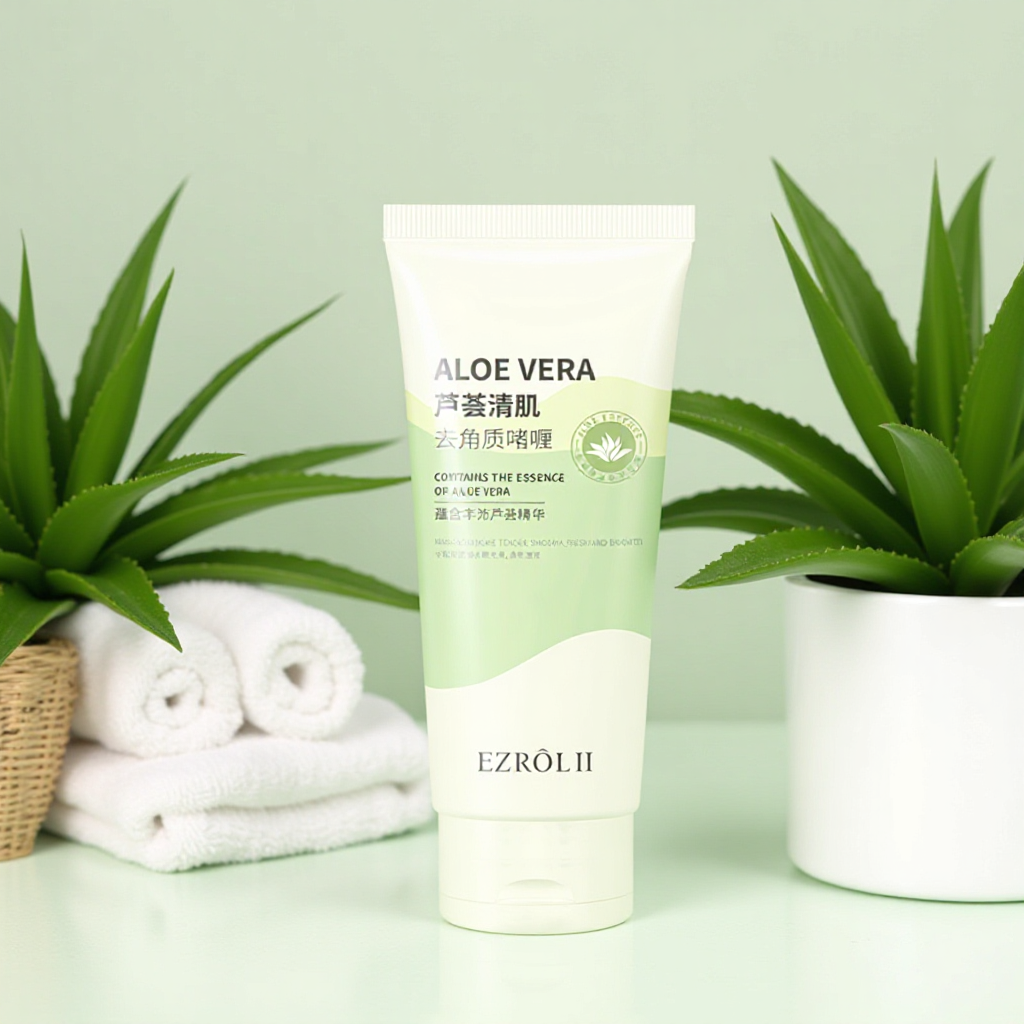 Yizilu Facial Cleansing Aloe Vera Exfoliating Gel Shrinks Pores, Scrub Cream, Delicate Moisturizing Facial Cleansing Cream