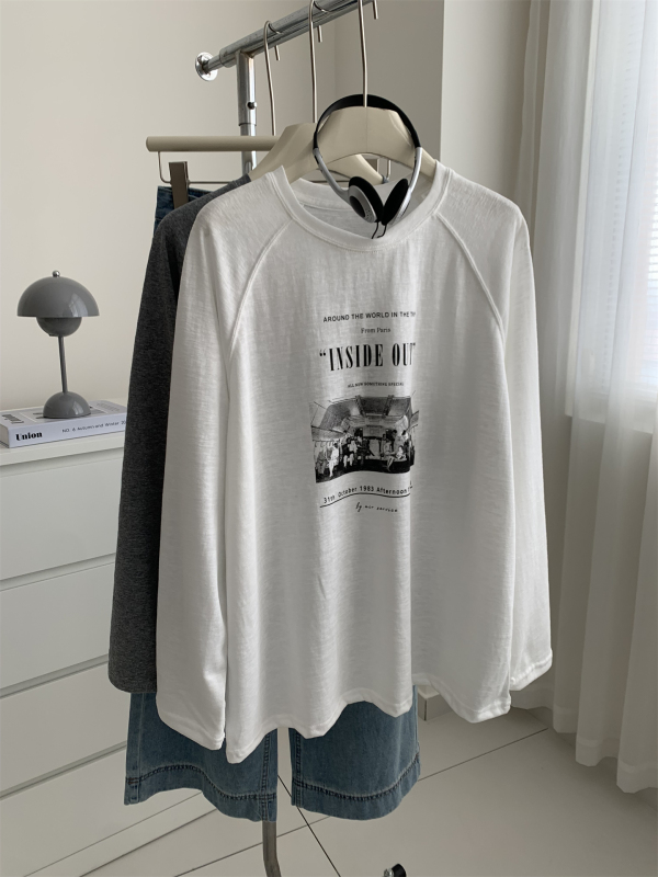 Summer Thin Snowflake Cotton Vintage Photo Print Raglan Long-Sleeve Round-Neck Sun Protection Cover-Up Women's Air Conditioning T-Shirt Summer Thin Snowflake Cotton Vintage Photo Print Raglan Long-Sleeve Round-Neck Sun Protection Cover-Up Women's Air Conditioning T-Shirt