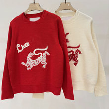 深圳南油女装VA华伦家新款加厚圆领套头韩系红色上衣羊毛针织衫
