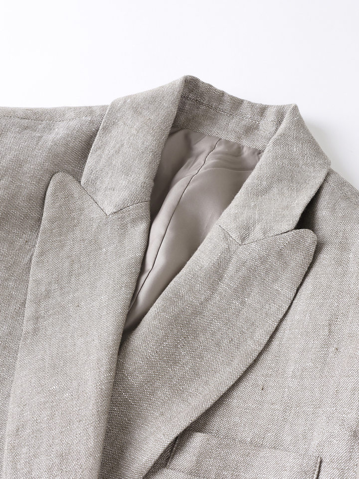 Áo vest nữ dáng suông thanh lịch cổ vest một hàng cúc dài tay — Xám lanh nhạt