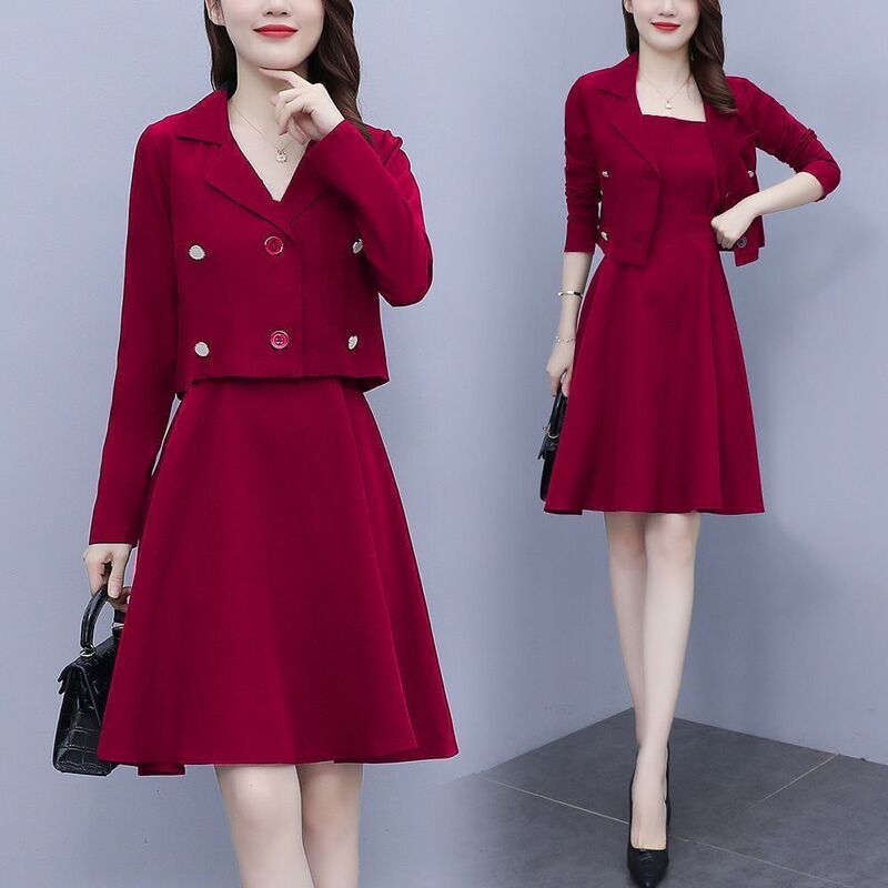 Plus Size Women's Autumn Suit Small Suit Jacket 2025 New Fat Girl Suit Dress Slimming Look Two-Piece Set