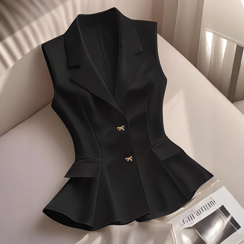 2026 Cross-Border European and American Spring and Summer New Style Women's Vest Jacket with Butterfly Buckle, Stylish Sleeveless Vest 2026 Cross-Border European and American Spring and Summer New Style Women's Vest Jacket with Butterfly Buckle, Stylish Sleeveless Vest