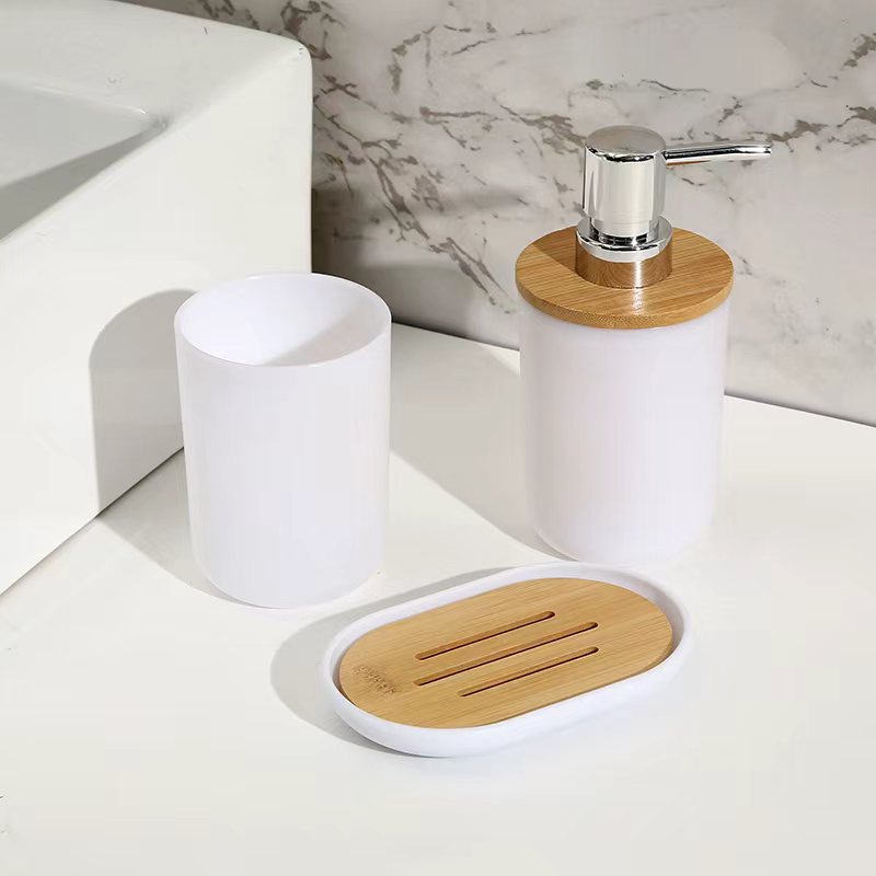 Color sólido blanco y negro de alta gama, caja de jabón, soporte de cepillo de dientes, botella de emulsión, enjuague bucal, caja de algodón, oferta transfronteriza