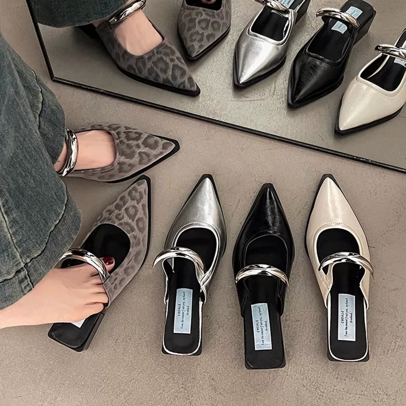 Летние сланцы с острым носком, slides, обувь, кроссовки, стиль Chanel, французский стиль, премиум