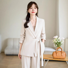 米白西装套装女小个子高级感2024新款职业气质女神范正装西服外套
