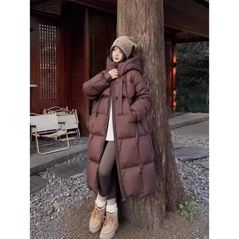 Korean-style Thickened White Duck Down Quilt Women's Long Over-the-knee Loose 2024 Anti-season New Fashionable Jacket