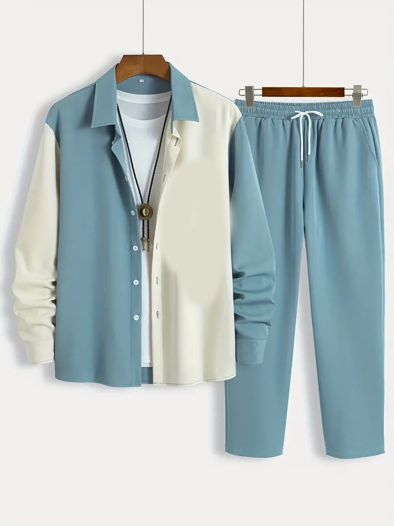 Comercio exterior europeo y americano Amazon 2024 tendencia de moda casual costura camisa de manga larga pantalones traje MB12 ML4