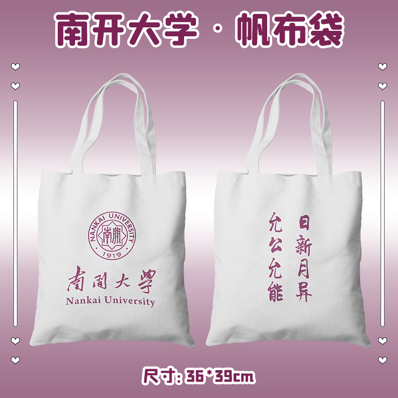 南开大学周边帆布包名校帆布袋学生上学手提包女单肩包书包批发