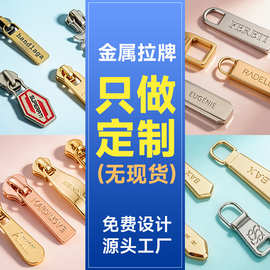 优质跨境出口锌合金拉链头定制 logo包包衣服3号5号8号金属拉链牌
