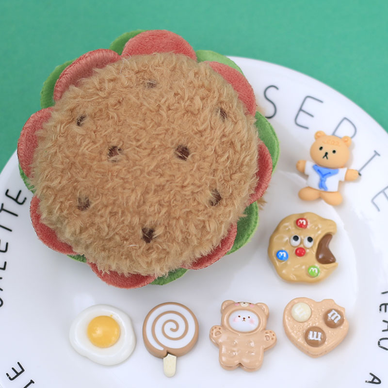 Cream Glue Mobile Phone Case Clogs Material Resin Accessories DIY Jewelry Cartoon Plush Burger Coffee Color Series