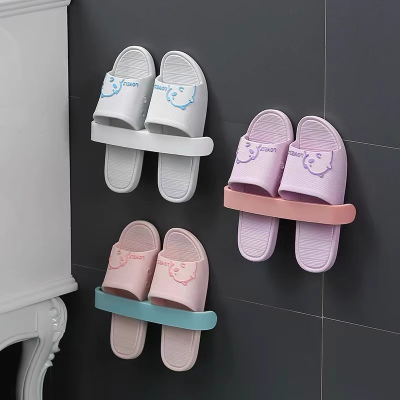 Bathroom Punch-Free Slipper Rack Bathroom Wall-Mounted Drain Rack Simple Door Slipper Storage Rack Special