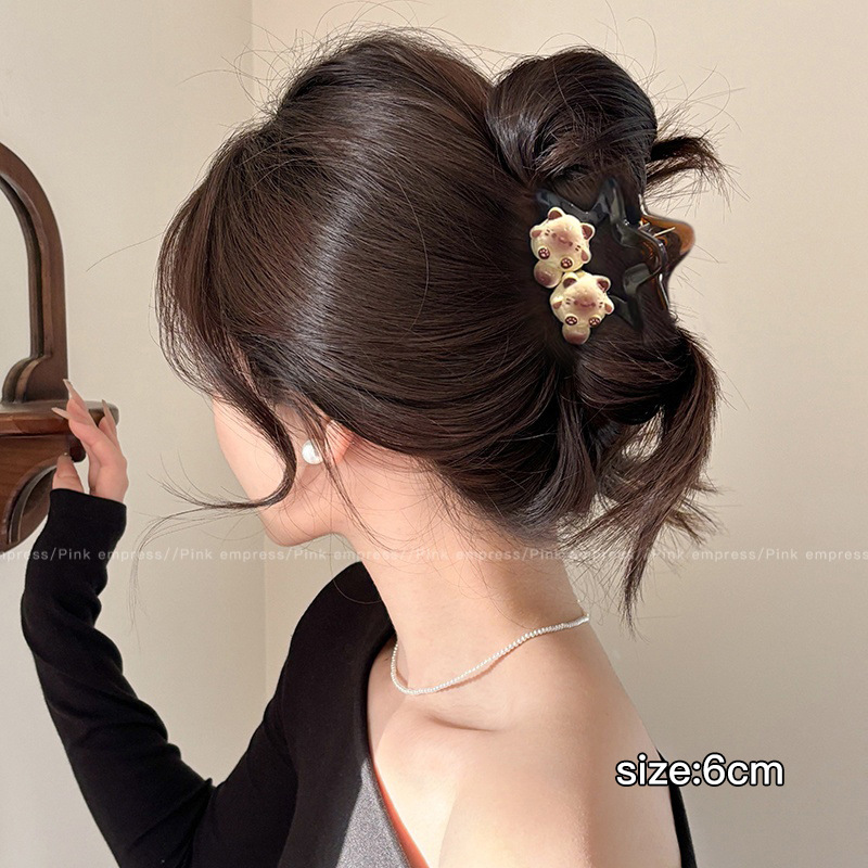 Clip de agarre de botón rojo de Encora para mujer nuevo clip de tiburón de pelo de disco de estilo de alta calidad en la parte posterior de la cabeza horquilla de temperamento