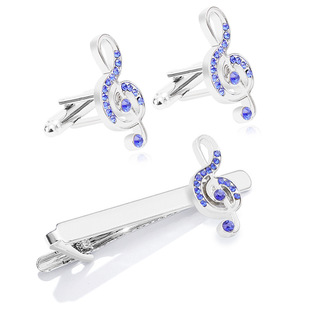 Amazon tie clip musical note diamond French cufflinks tie clip foreign trade hot selling business accessories manufacturer in stock