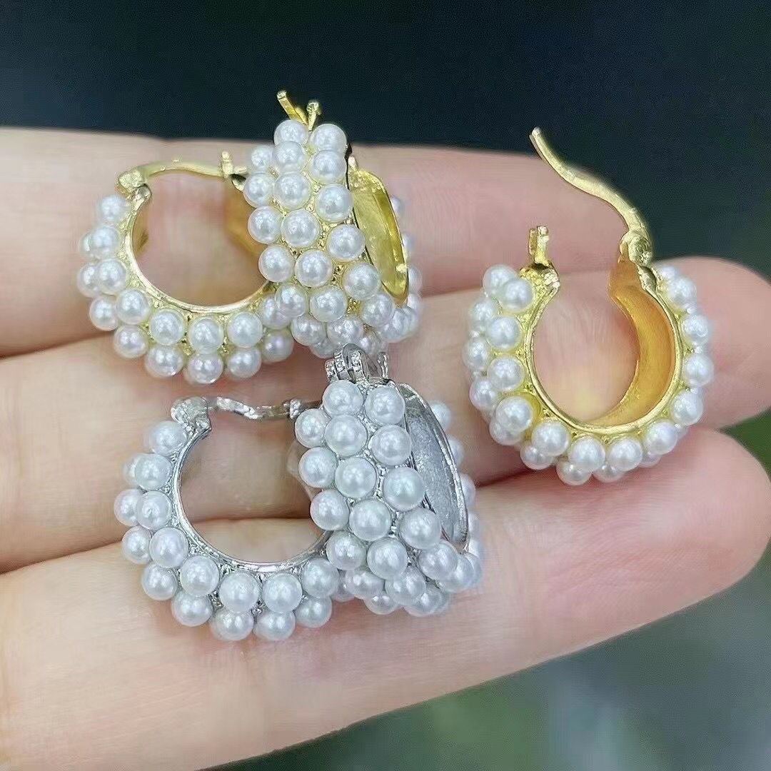 10g Weight Zircon Inlay Material Earrings Classification Housewarming, Anniversary, Business, Wedding, Travel, Birthday, Festival Occasion Copper Material Korean Retro Pearl Earrings Copper Earrings Temperament Earrings