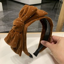 带齿防滑高级感秋冬蝴蝶结宽边发箍重工头箍百搭优雅烫钻发卡发带