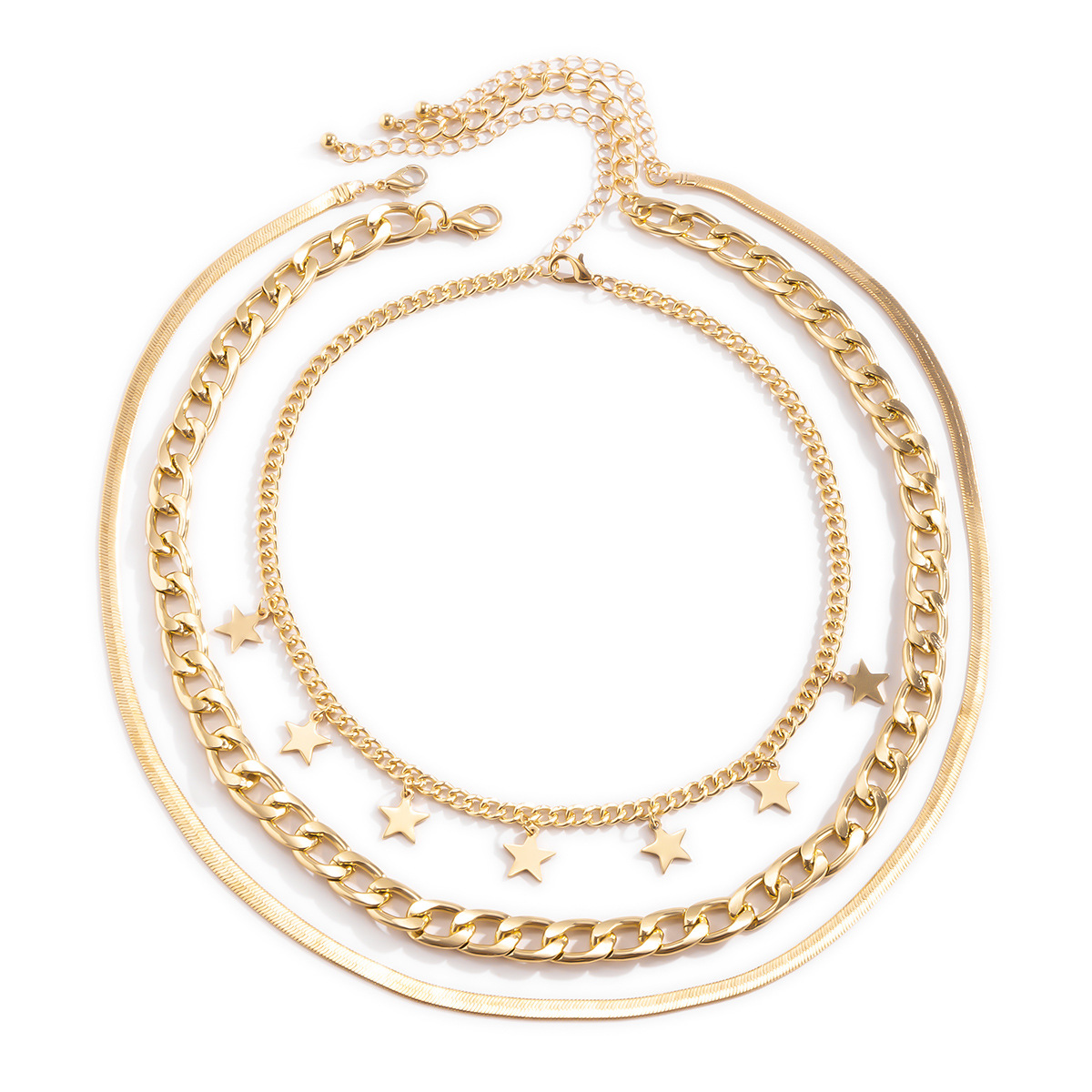 Hip Hop Snake-shaped Star Bone Chain Necklace display picture 4