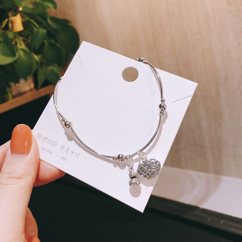 S925复古纯银福禄莲花锁银脚链 纯银性感双鱼脚链 韩版饰品