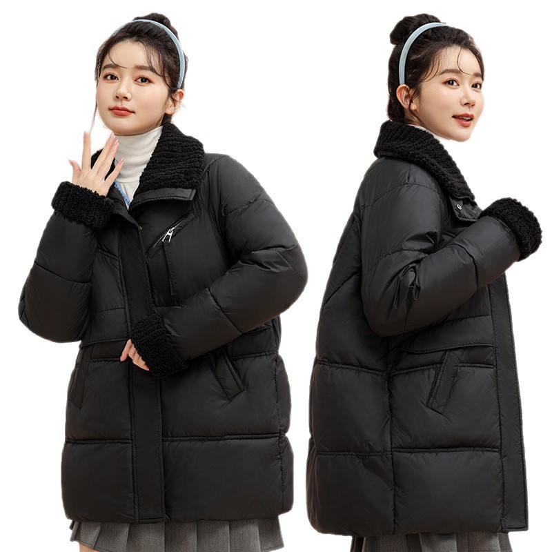 Europa y América ropa de algodón mujer 2025 invierno nuevo estilo de ropa de algodón coreana con capuchón grueso medio largo abrigo de pan suelto al por mayor image 5