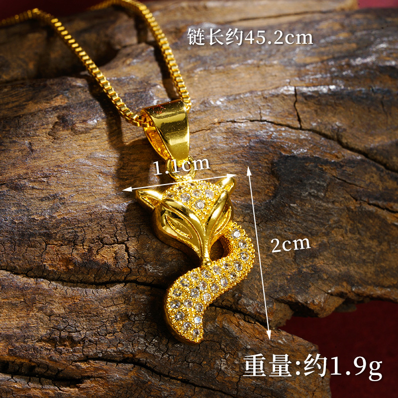 Luz de lujo pequeño zorro collar pulsera oro de arena vietnamita micro anillo de diamantes femenino popular retro nicho joyería suministro