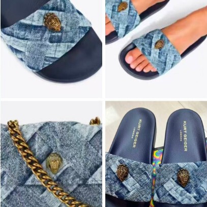 2026 Summer Women's Ultra-Comfortable Outdoor Washable Denim Lightweight Color-Blocked Slide Sandals Eagle Head Design Wholesale 2026 Summer Women's Ultra-Comfortable Outdoor Washable Denim Lightweight Color-Blocked Slide Sandals Eagle Head Design Wholesale