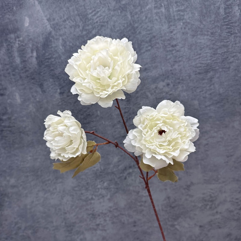 Simulación de 3 cabezas de flores de peonía de durazno en el hogar decoración de la boda accesorios de disparo decoración de flores falsas hechas a mano al por mayor