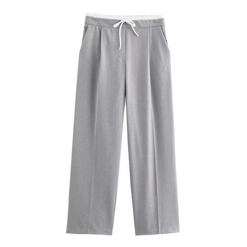 Leisure foreign trade women's autumn European and American style double-layer cross-border wide-leg multi-color waist-length pants for women cross-border