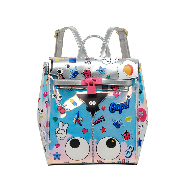 Personalidad de la nueva mochila de jalea material especial de color fantasma madre mochila de hombro tarjeta de bloqueo de estudiantes mujeres 2833 #