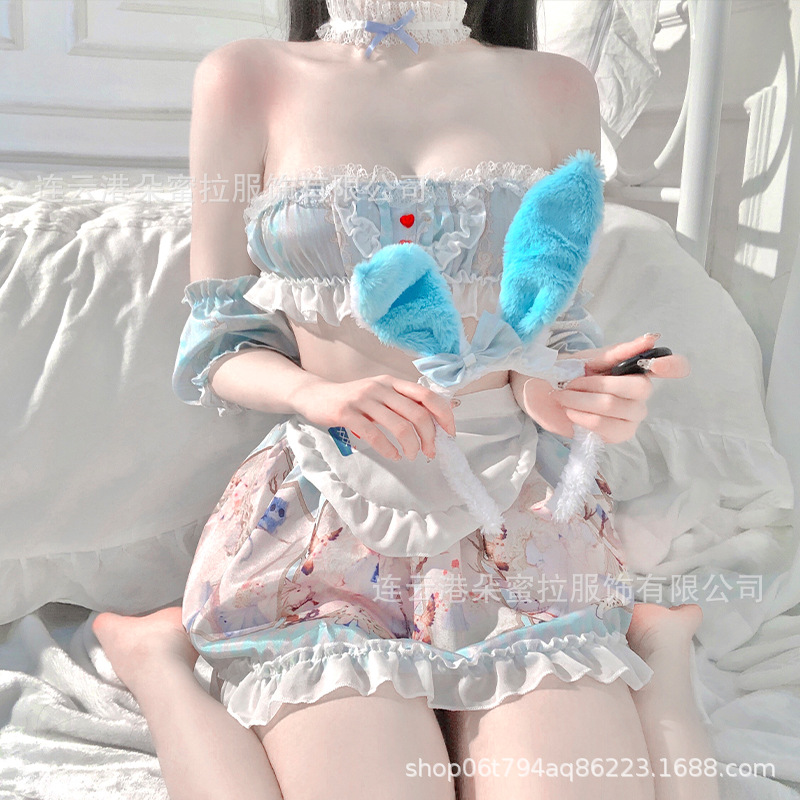 情趣内衣性感纯欲分体二次元洛丽塔印花女仆女佣兔子制服套装F079