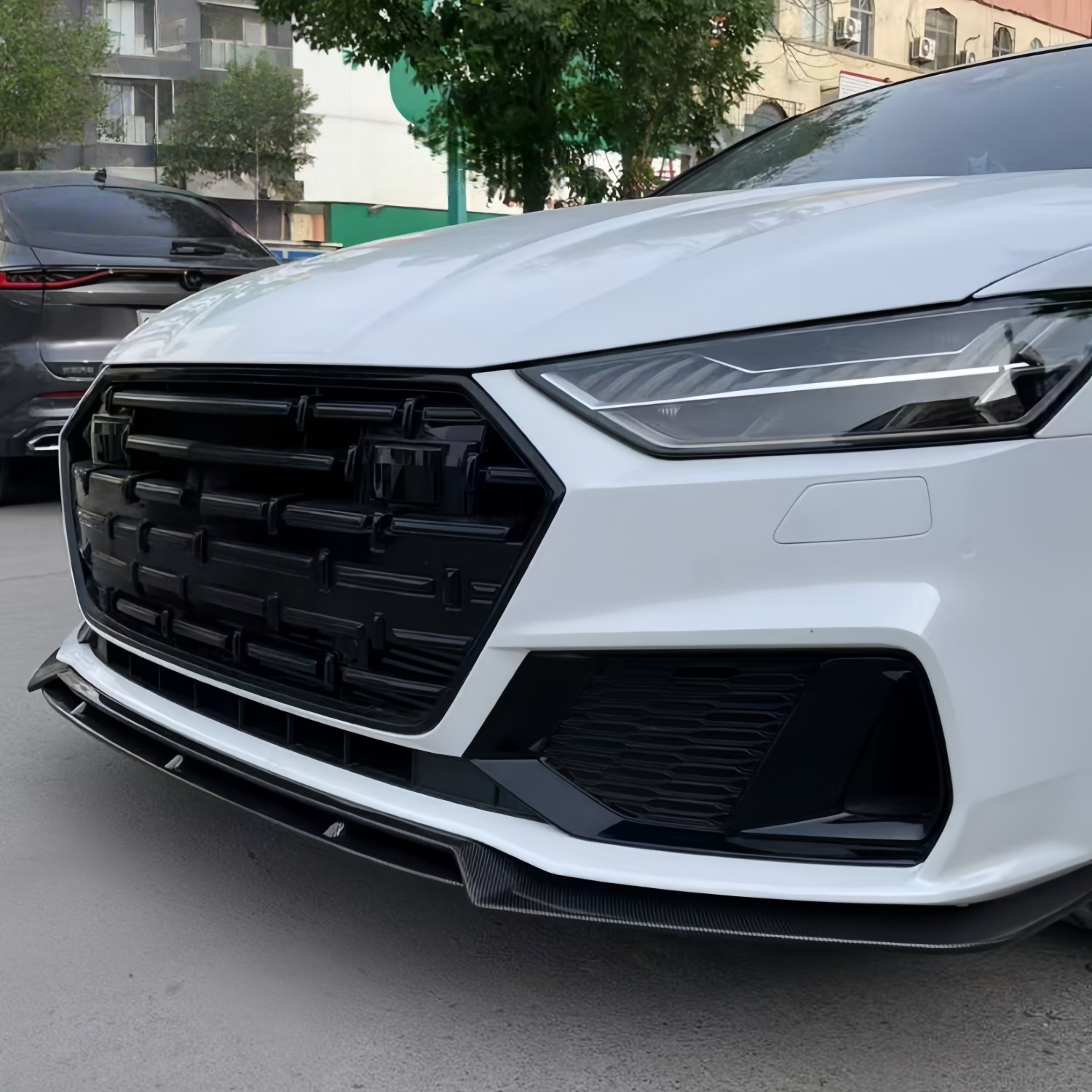 19-26 models suitable for Audi A7/A7l upgrade and modification: fog light frame, wind deflector, fender trim, front grille, and honeycomb design