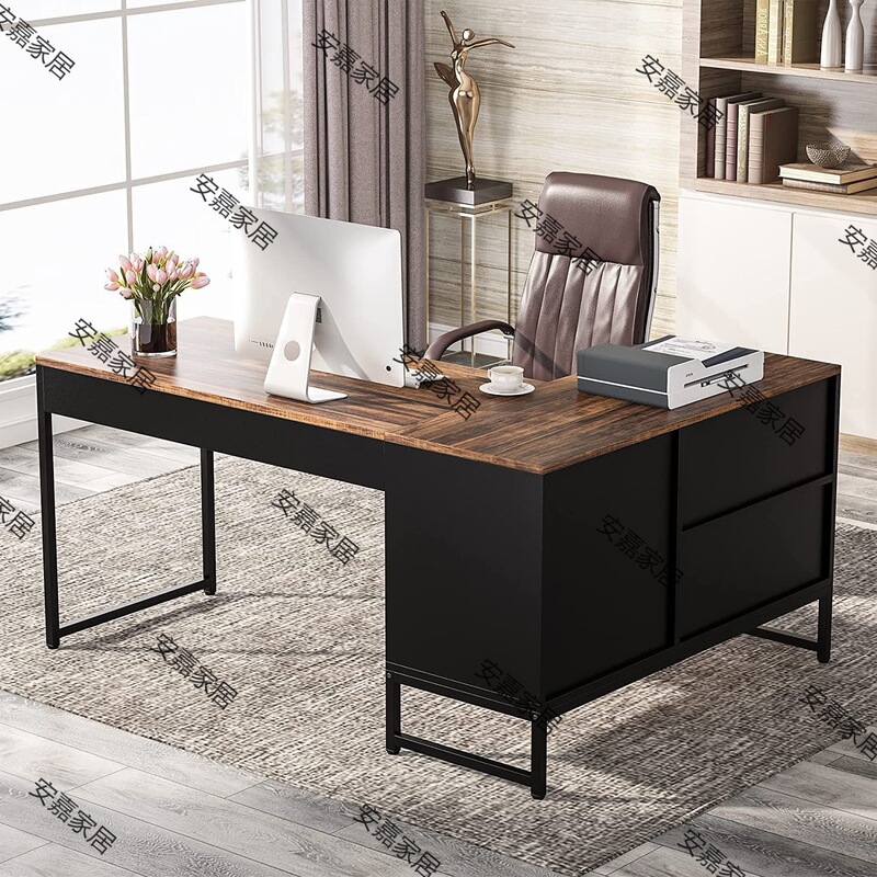 File Cabinet computer desk large steel wood structure L-shaped study desk large desktop heavy-duty desk game table File Cabinet computer desk large steel wood structure L-shaped study desk large desktop heavy-duty desk game table