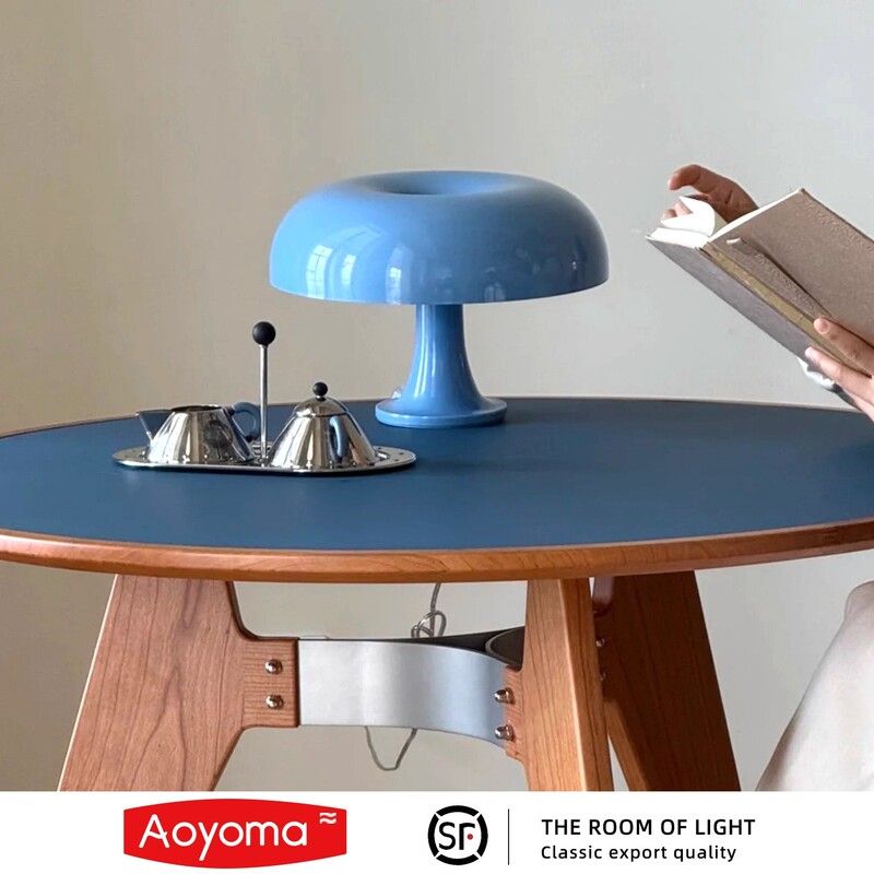 Atemide Designer Nessino Mushroom Table Lamp for Dining Room, Living Room, Bedroom, Bedside Lamp, Blue Ins Vintage Lamp