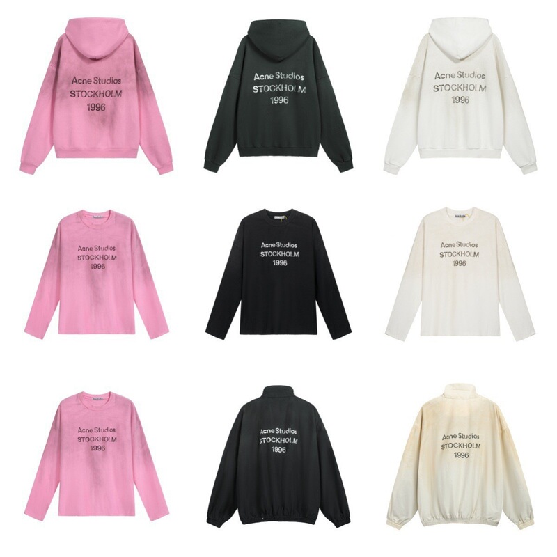Three-Label In-Stock Ac Fuzzy Letter Print Washed Vintage Distressed Color Hooded Long-Sleeve Sweatshirt Zip-Up Jacket