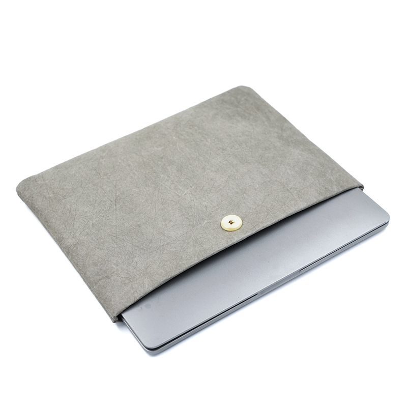 Simple White Button-Style Fiber Paper 13/14/15/ 16inch Computer Bag Lightweight Storage Bag Protective Cover