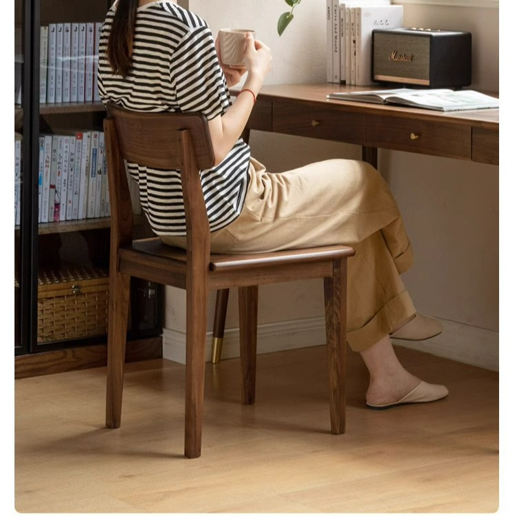 Folding Back Chair Solid Wood Dining Chair Modern Simple Home Backrest Chair Nordic Desk Chair Black Walnut Furniture Not Tired