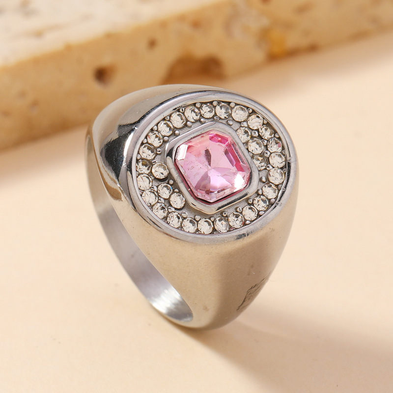 Steel, micro incrustation, with gem
