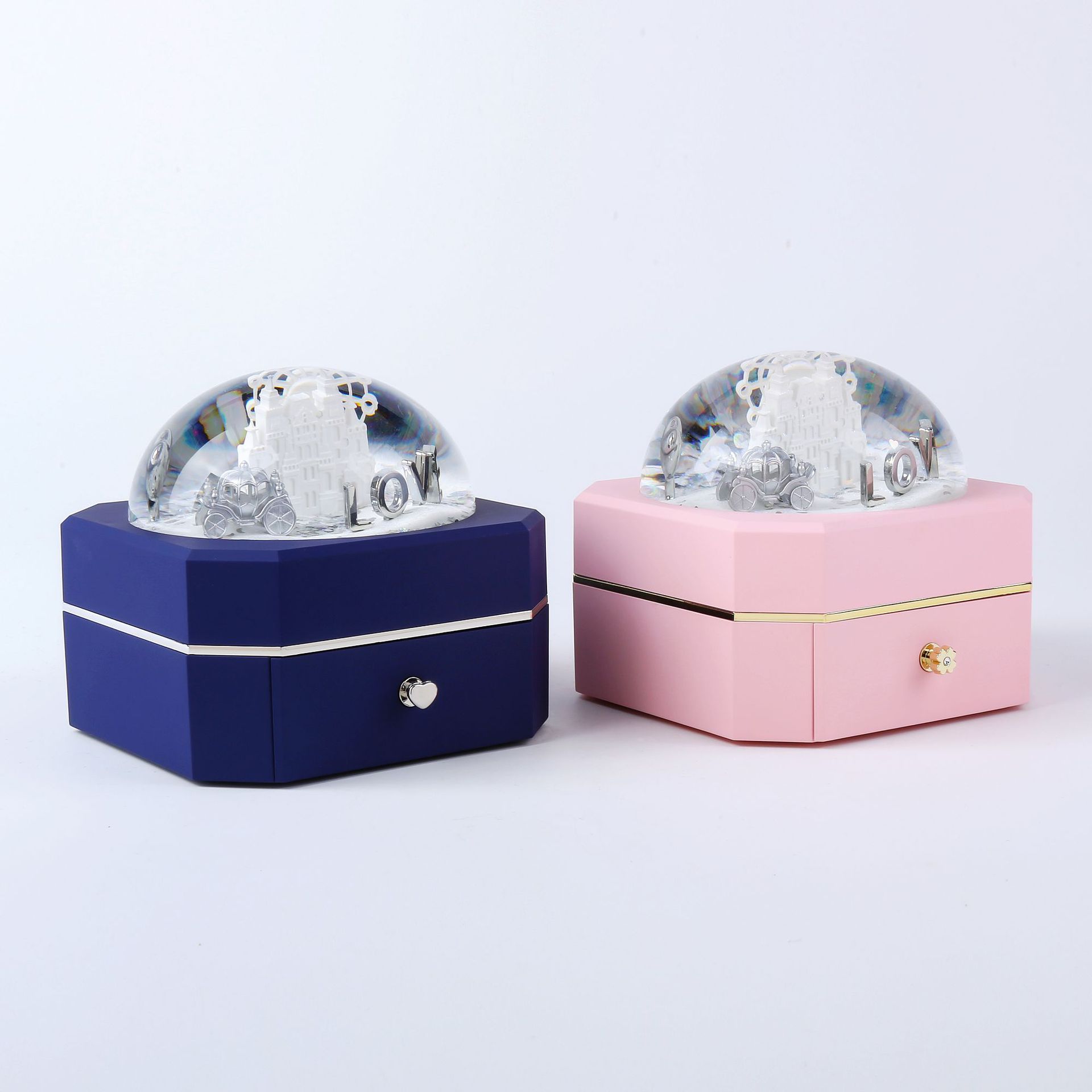 新款水晶球流沙盒情人节礼盒戒指吊坠耳钉珠宝轻奢首饰盒圣诞首饰