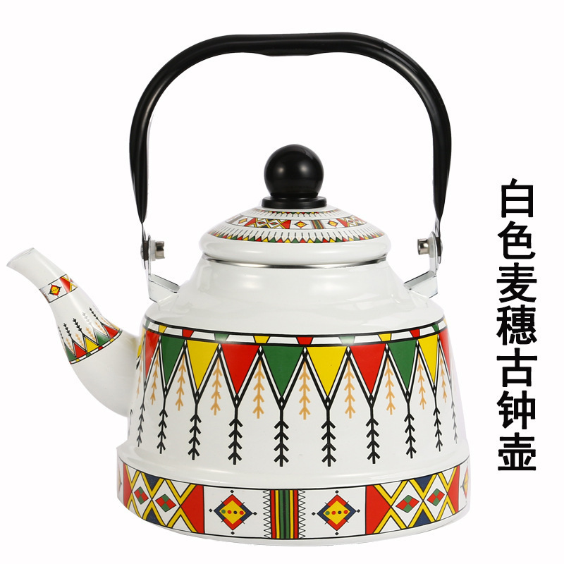 搪瓷壶可明火搪瓷2.5L珐琅壶搪咖啡瓷壶烧水壶电磁炉俄罗斯搪瓷壶