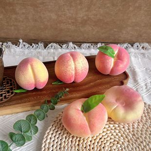 Simulation fruit flat peach tip peach flat peach pure handmade art plant decoration ornaments hairy peach pose props Fairy Peach