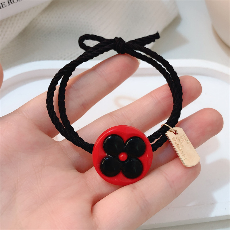 Año Nuevo feliz corda de cabello roja de amor chica de alta elasticidad duradera cola de caballo corda de goma anillo de cabello adornamiento para el cabello