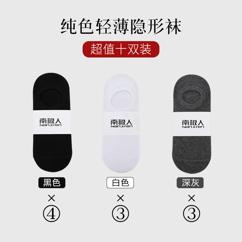 Calcetines Nanjiren, calcetines invisibles, calcetines transpirables, calcetines cortos simples y finos de color sólido, calcetines cortos antideslizantes para hombre, primavera y verano